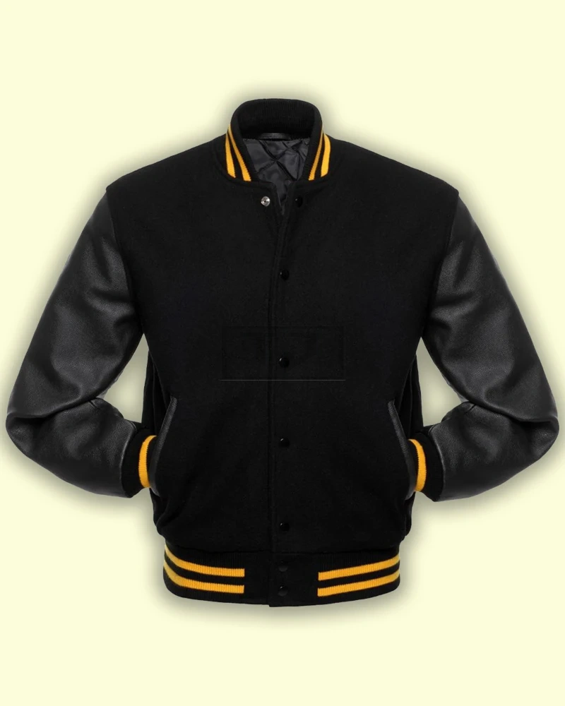 Jet Black Wool Varsity Jacket - image 3