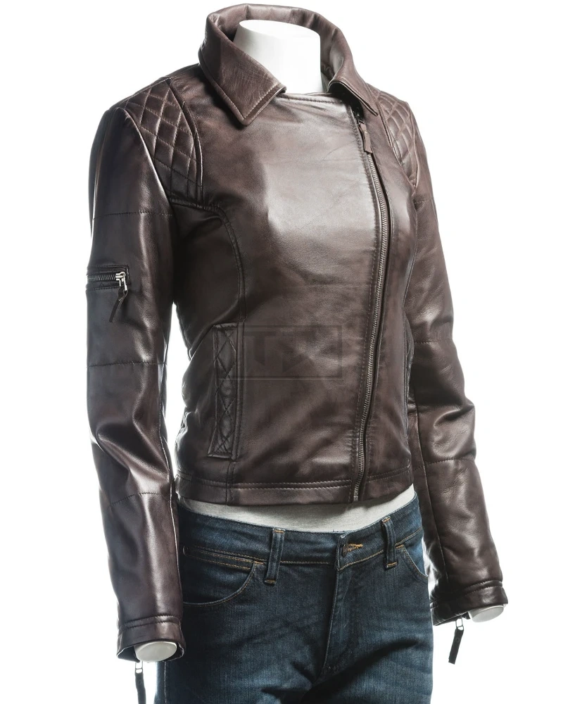 Dark Brown Biker Jacket - image 3