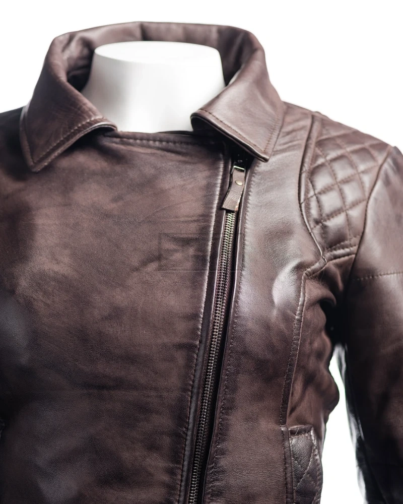 Dark Brown Biker Jacket - image 5