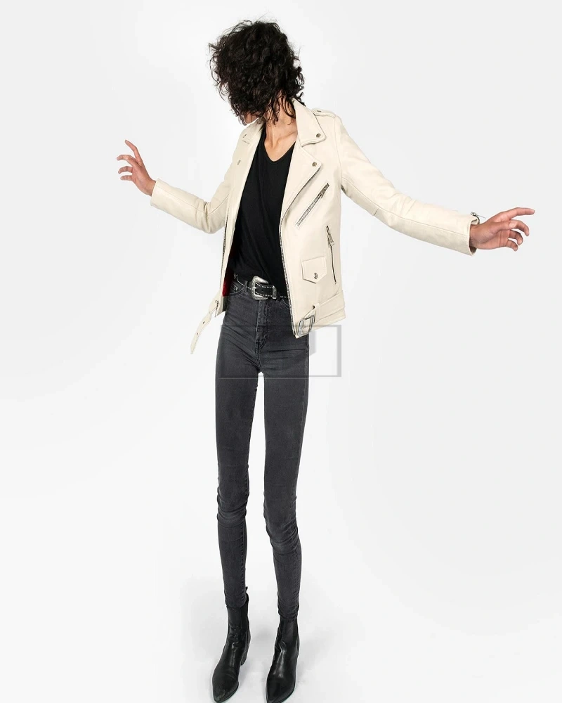 Women White Leather Jacket - image 1