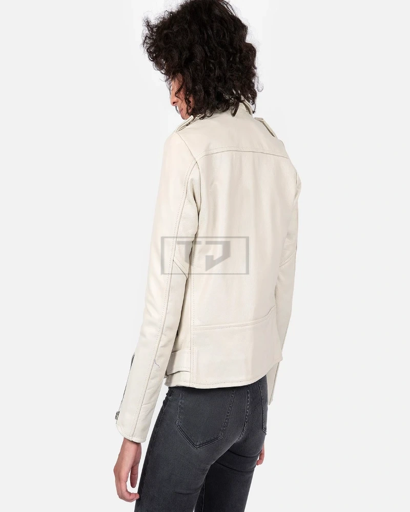 Women White Leather Jacket - image 2