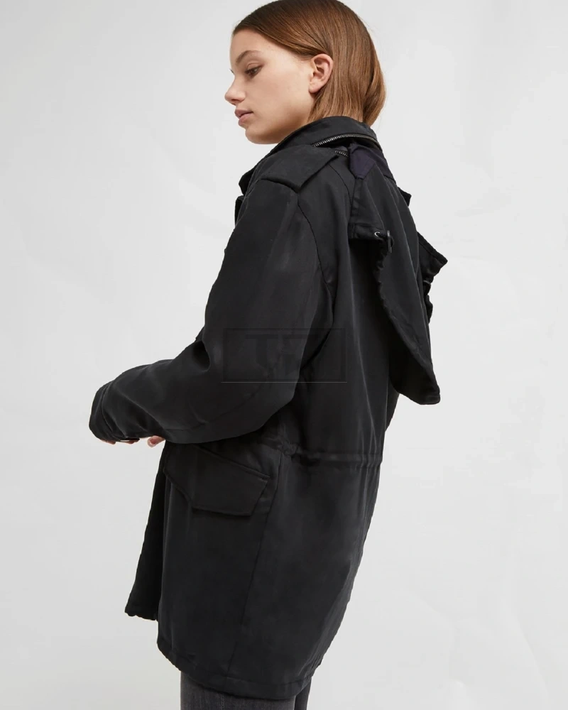 Women Black Cotton Utility Jacket - image 4