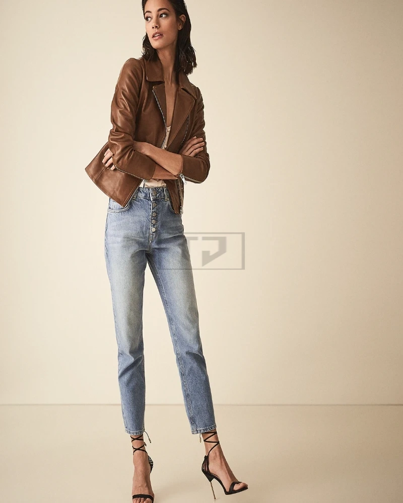 Women Brown Leather Jacket - image 1