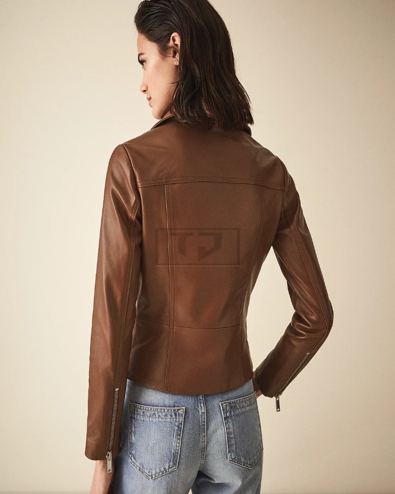 Women Brown Leather Jacket - image 2