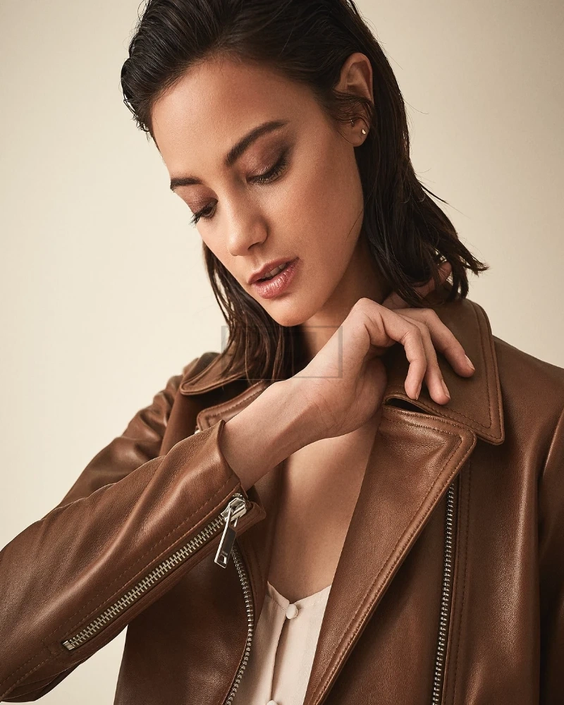 Women Brown Leather Jacket - image 4