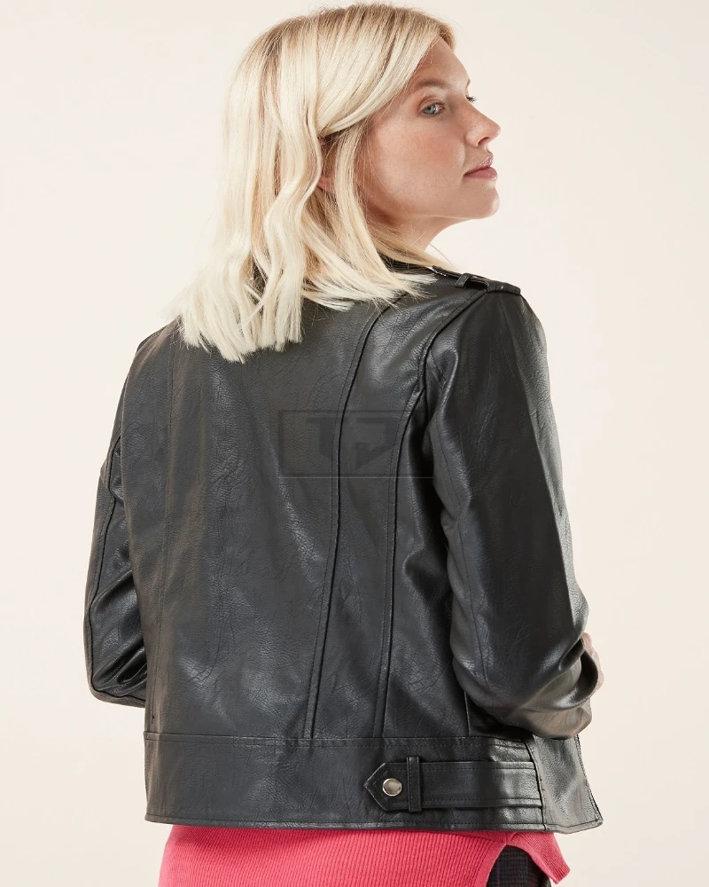 Women Black Motorcyclist Jacket - image 2