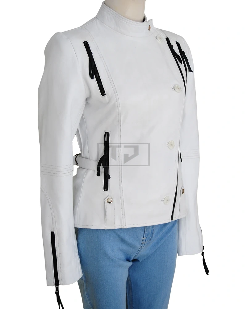 Soft White Women Leather Jacket - image 3