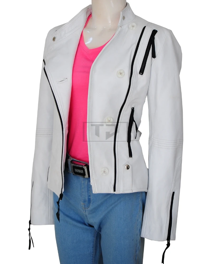 Soft White Women Leather Jacket - image 4