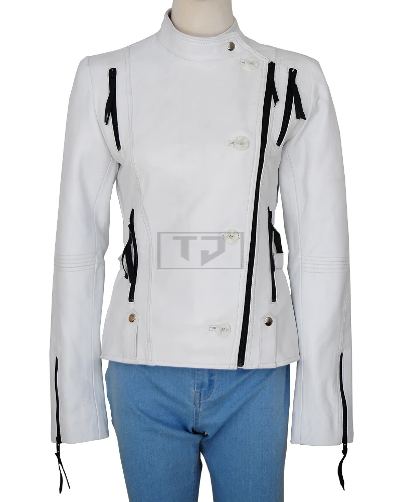 Soft White Women Leather Jacket - image 5