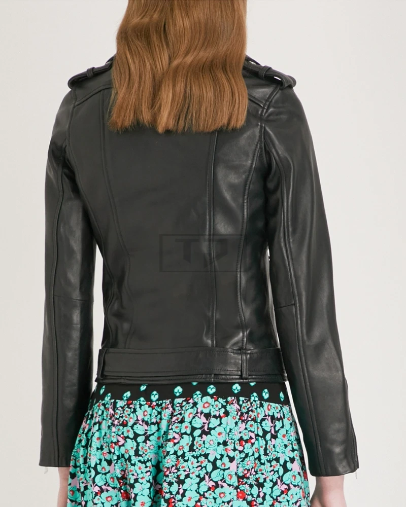 Women Ink Black Leather Jacket - image 2