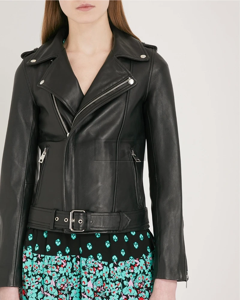 Women Ink Black Leather Jacket - image 3