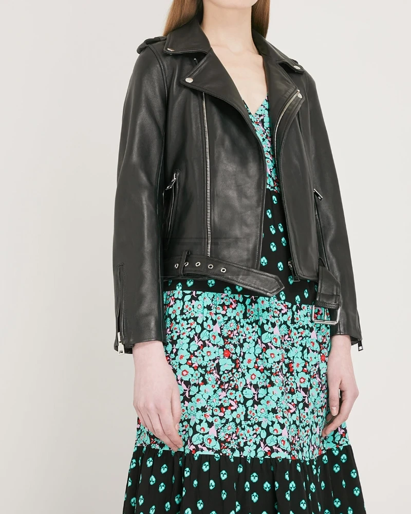 Women Ink Black Leather Jacket - image 4