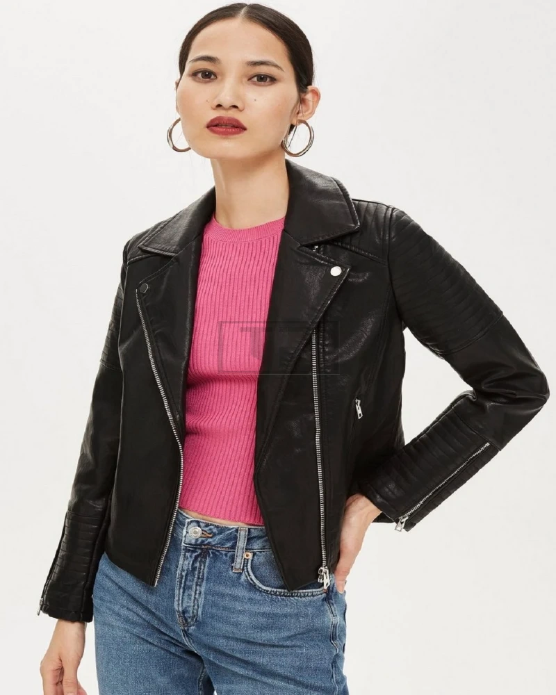 Women Stylish Black Leather Jacket - image 1