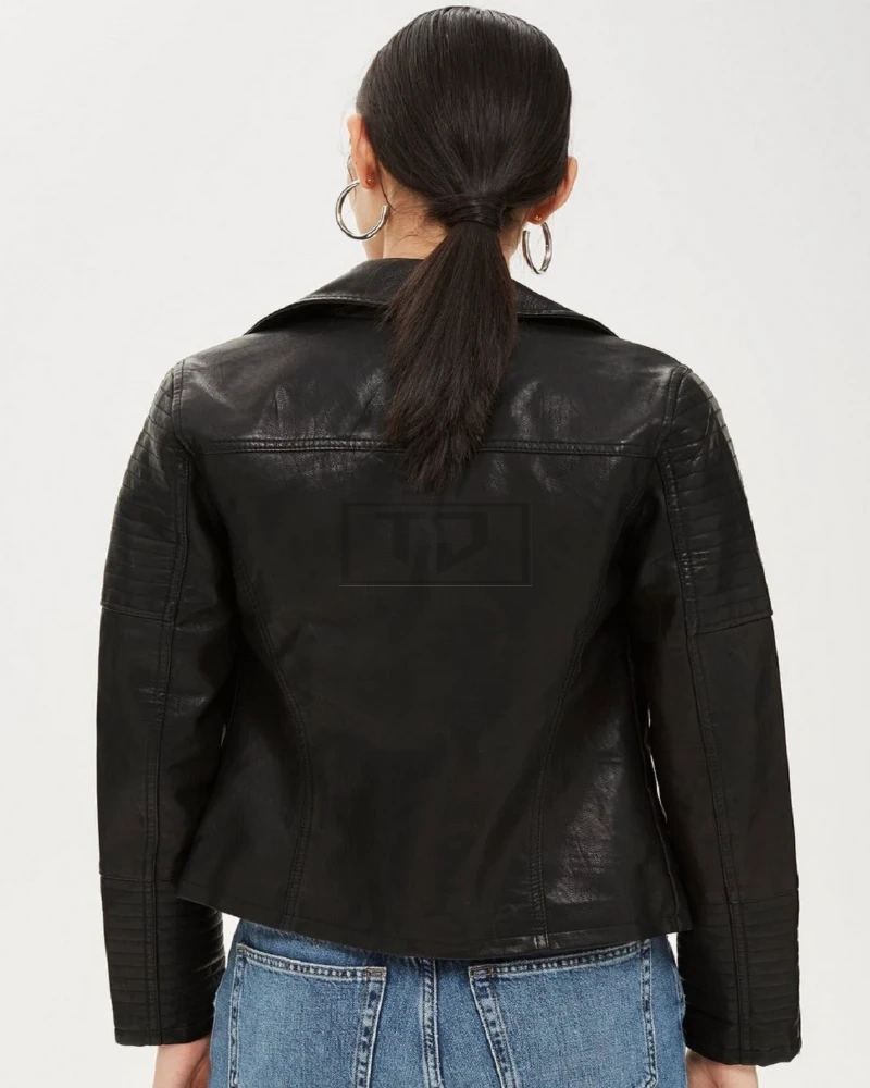 Women Stylish Black Leather Jacket - image 2