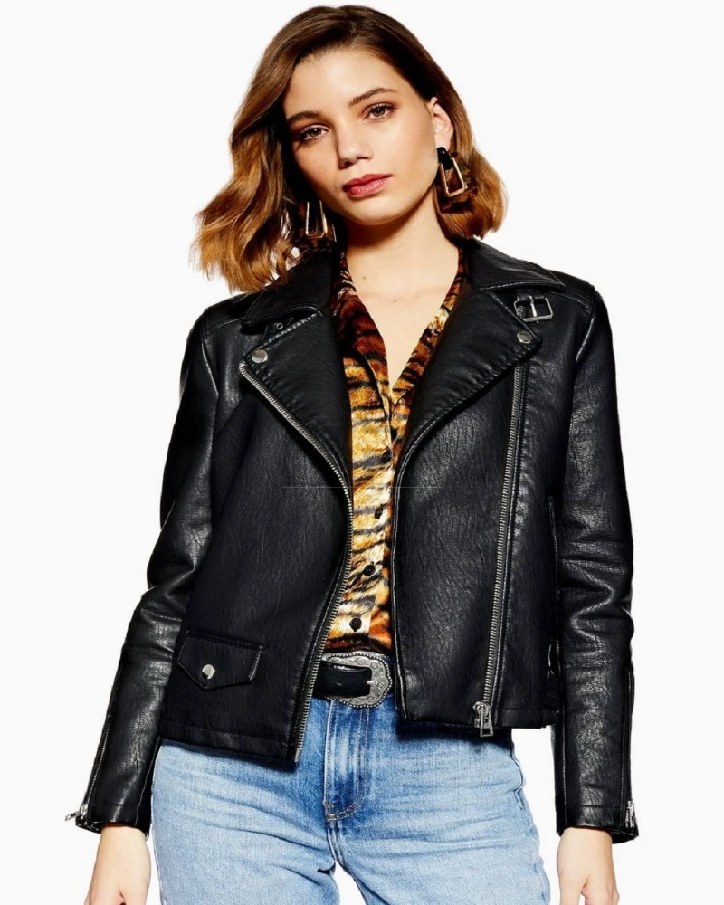 Women Black Modern Biker Jacket - image 1