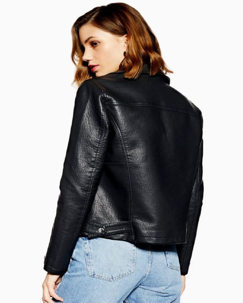 Women Black Modern Biker Jacket - image 2