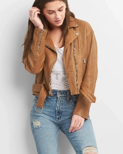 Women Tan Brown Leather Jacket - image 3