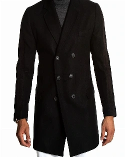 Men Black Wool Walker Coat - image 3