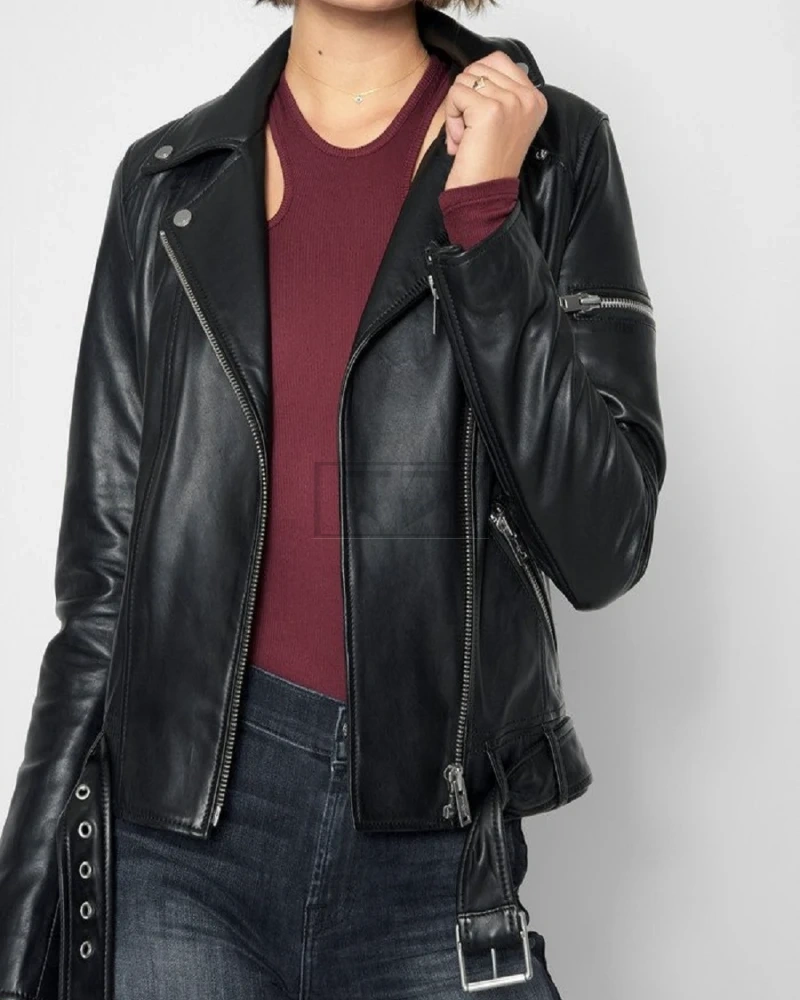 Stylish Women Black Biker Jacket - image 1