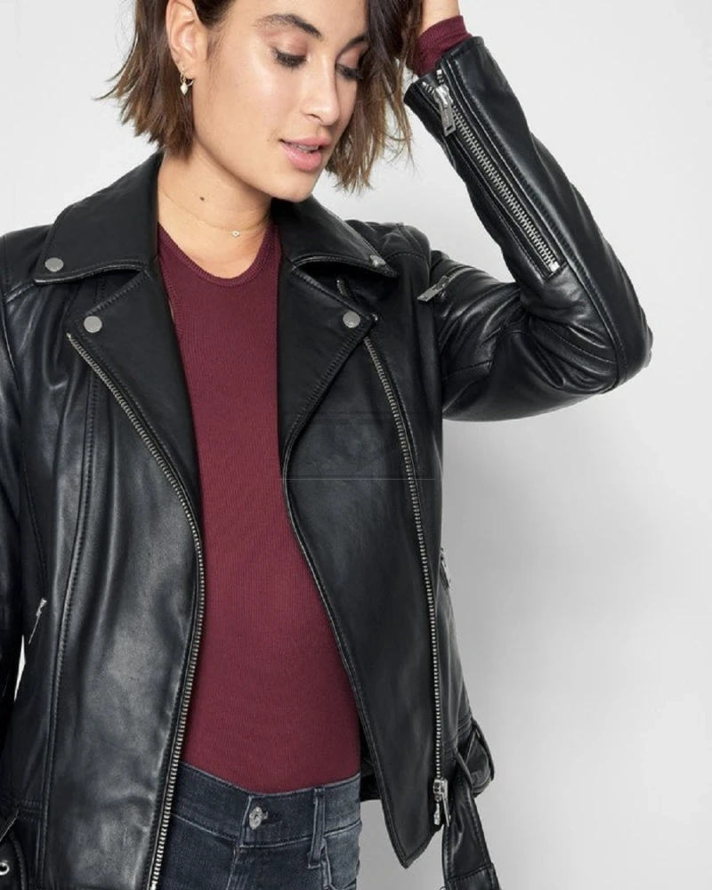 Stylish Women Black Biker Jacket - image 3