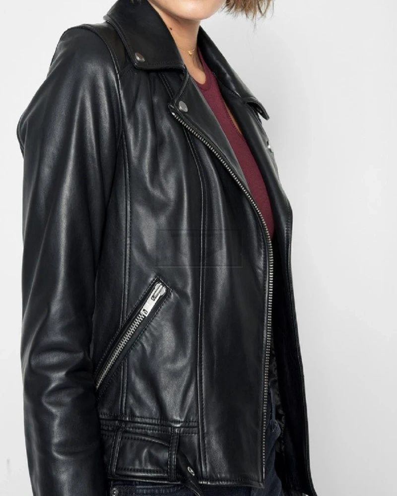 Stylish Women Black Biker Jacket - image 4