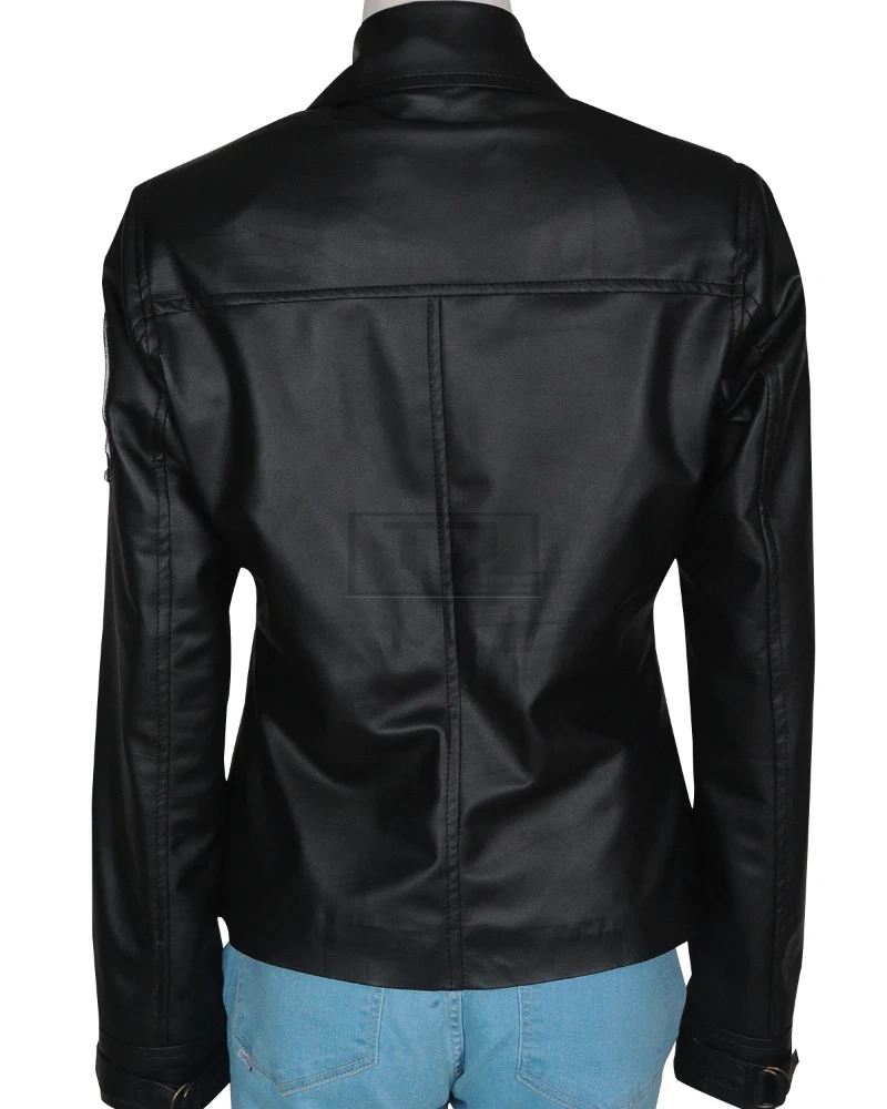 Women Classic Black Leather Jacket - image 2