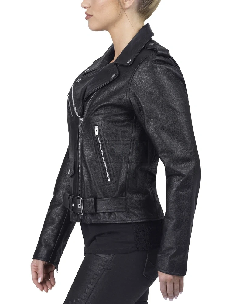 Women Black Motorcycle Jacket - image 3