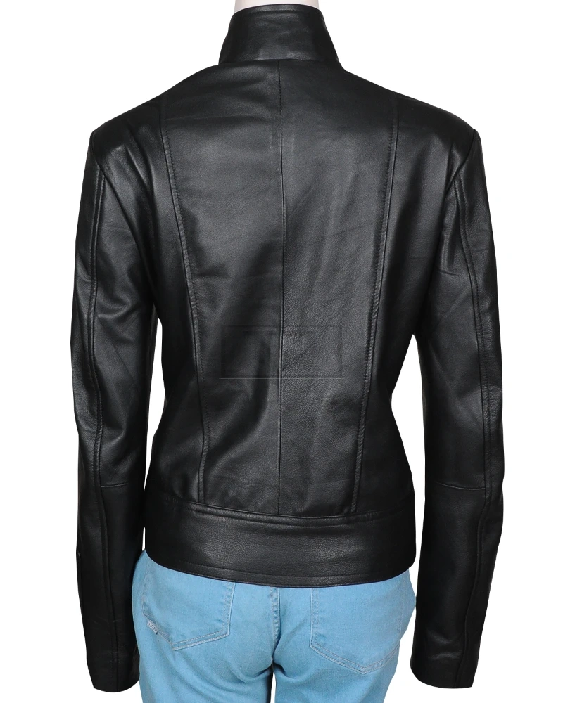 Simple Women Black Leather Jacket - image 2