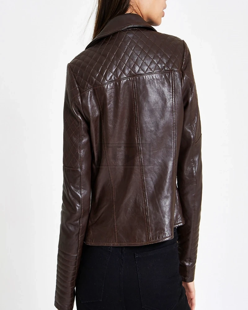 Women Dark Brown Leather Jacket - image 2