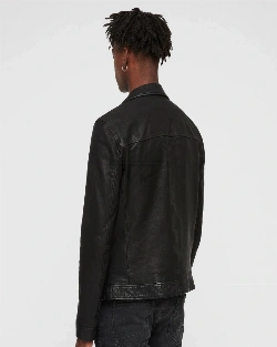 Men Black Causal Leather Jacket - image 2