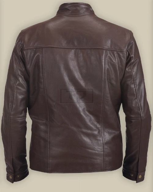 Men Brown Biker Leather Jacket - image 2