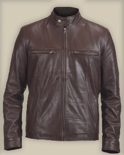 Men Brown Biker Leather Jacket - image 1