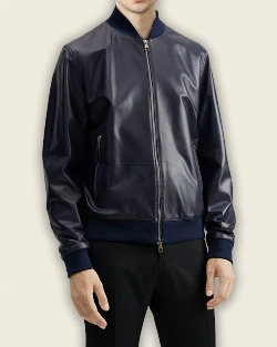 Men Oxford Blue Bomber Jacket - image 3