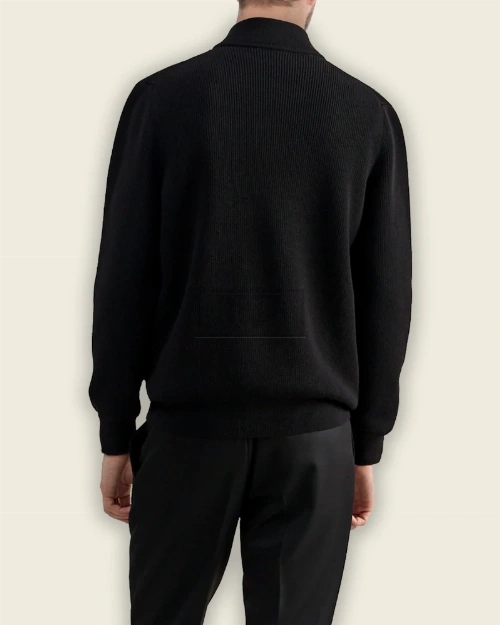 Men Pitch Black Suede Bomber Jacket - image 2