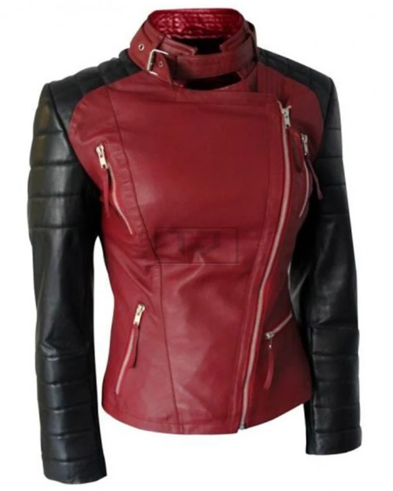 Women Red & Black Leather Jacket - image 1