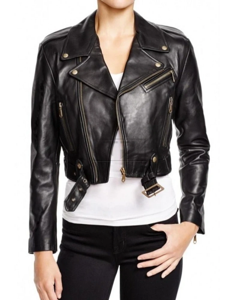 Women Brando Biker Leather Jacket - image 1