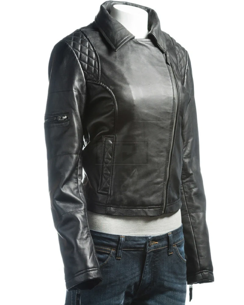 Jet Black Biker Jacket - image 1