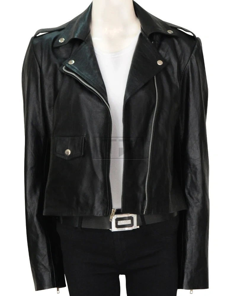 Black Biker Leather Jacket Women - image 5