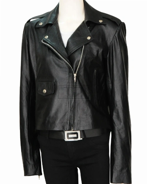 Black Biker Leather Jacket Women - image 1