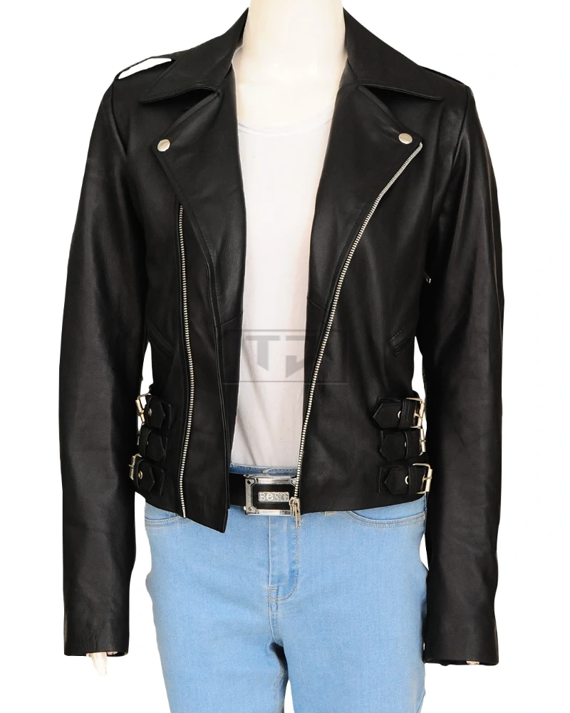 Women Black Biker Jacket - image 1