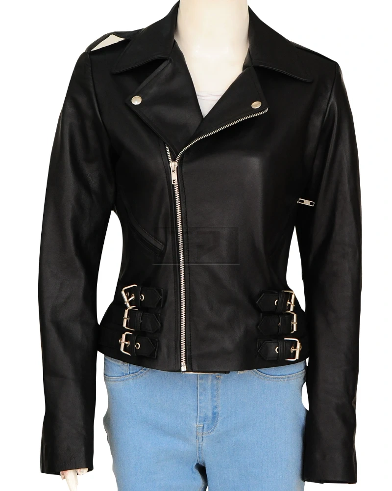 Women Black Biker Jacket - image 5