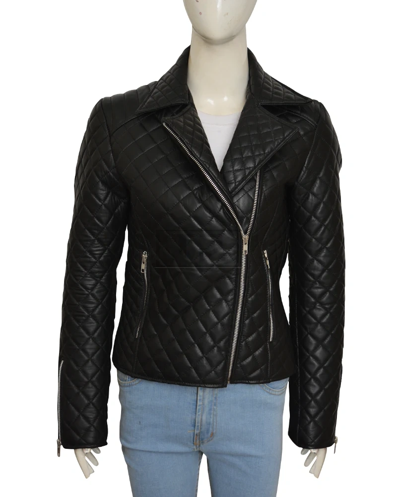 Jet Black Puffer Leather Jacket - image 1