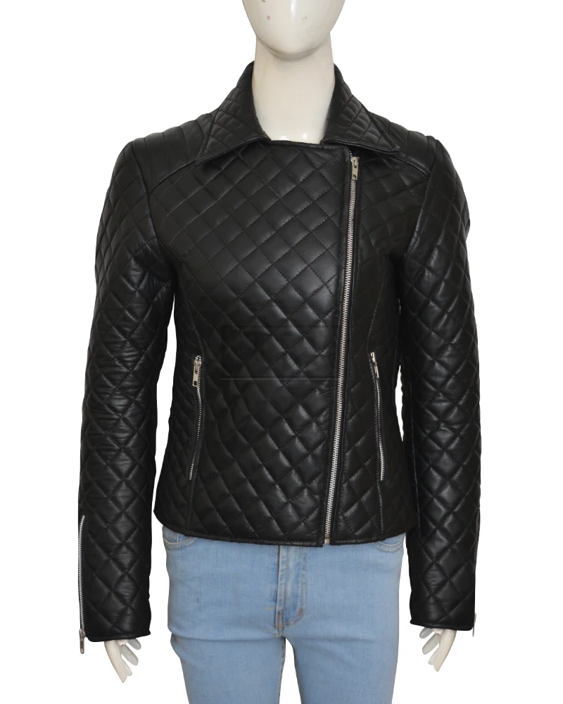 Jet Black Puffer Leather Jacket - image 5