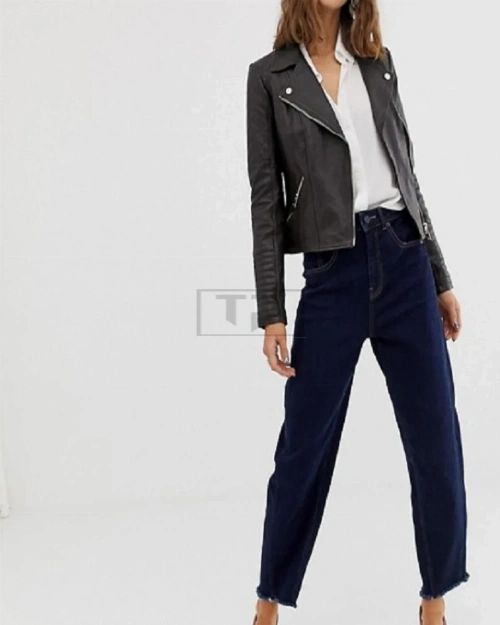 Women Raven Black Leather Jacket