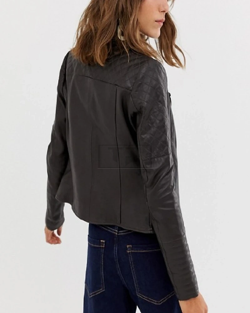 Women Raven Black Leather Jacket - image 2