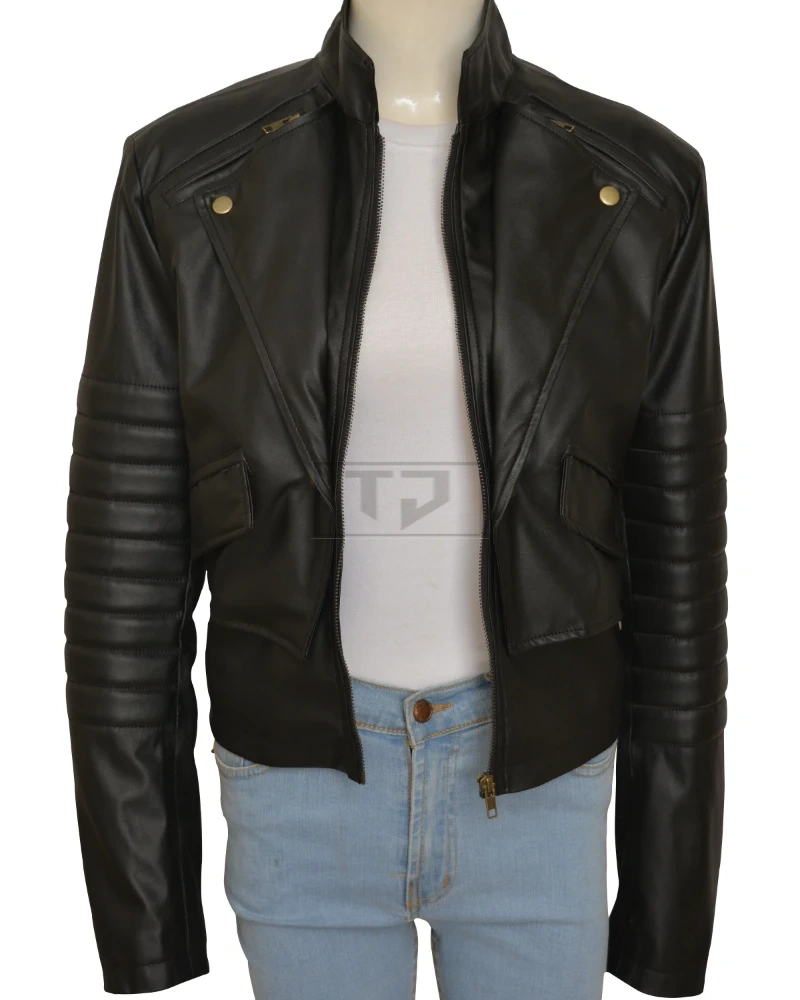 Women Black Brando Jacket - image 1