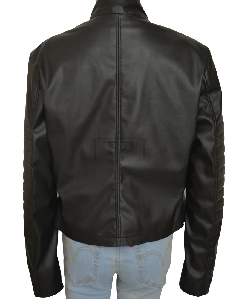 Women Black Brando Jacket - image 2