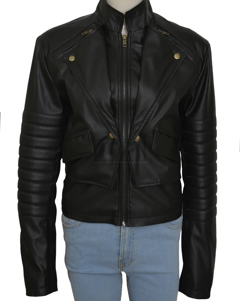 Women Black Brando Jacket - image 5